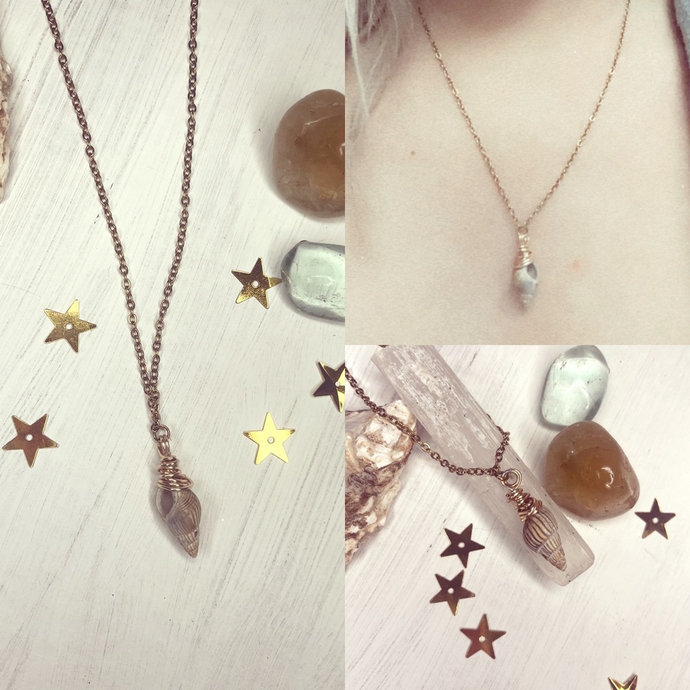 Handmade gold filled tiny sea shell necklace